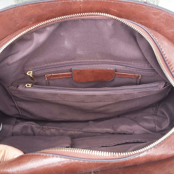 NWT Sorrentino Oval Structured Satchel Handbag With Punched Design - Picture 12 of 16